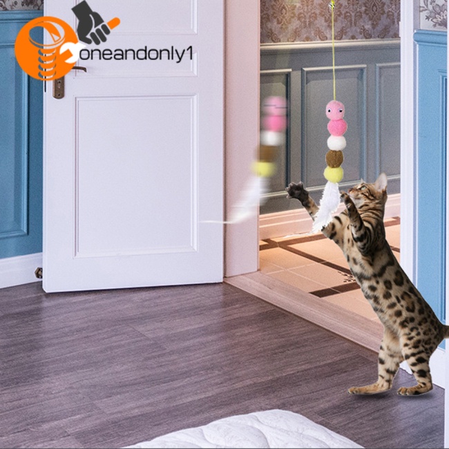 Gậy Đồ Chơi Tương Tác Thú Cưng Phủ Lông Treo Cửa Tiện Dụng