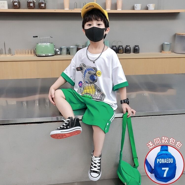 Set Áo Thun Tay Ngắn Và Quần Short Thời Trang Mùa Hè 2023 Phong Cách Đường Phố Mới Cho Bé Trai
