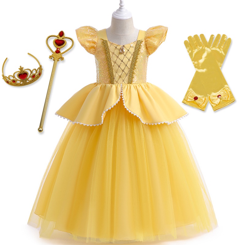 Đầm Hóa Trang Công Chúa Belle Trong Phim Người Đẹp Và Quái Vật Cho Bé Gái