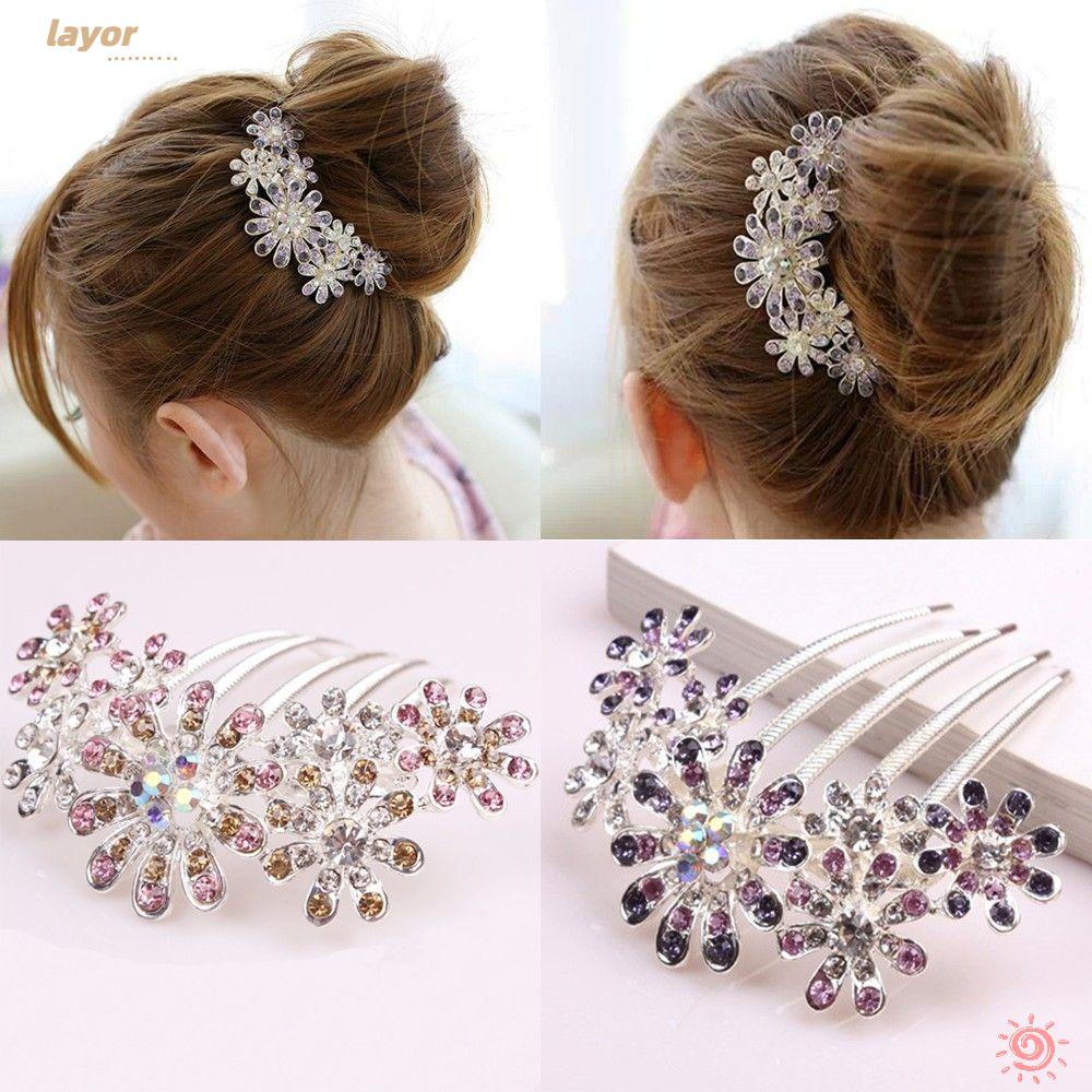 LAY Lược Cài Tóc Hình Hoa Đính Pha Lê