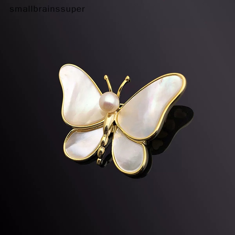Ghim Cài Áo Hình Bướm Đính Ngọc Trai Màu Vàng Thời Trang Mùa Hè Cho Nữ