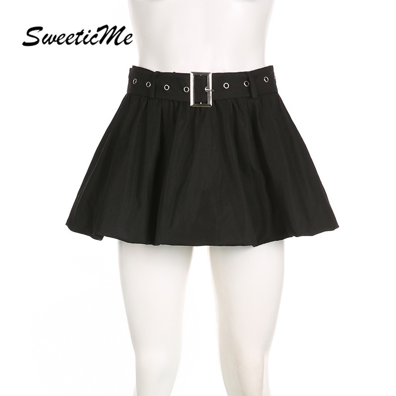 Chân Váy Ngắn Lưng Cao Phối Thắt Lưng Kim Loại Thời Trang 2023 Cho Nữ