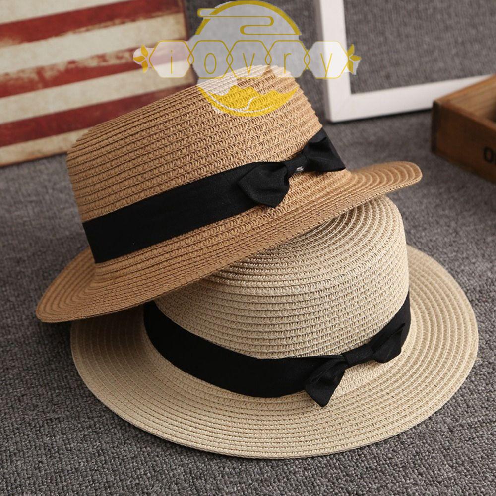 IVORY Mũ Cói Chống Nắng Đính Nơ Handmade Thời Trang Đi Biển