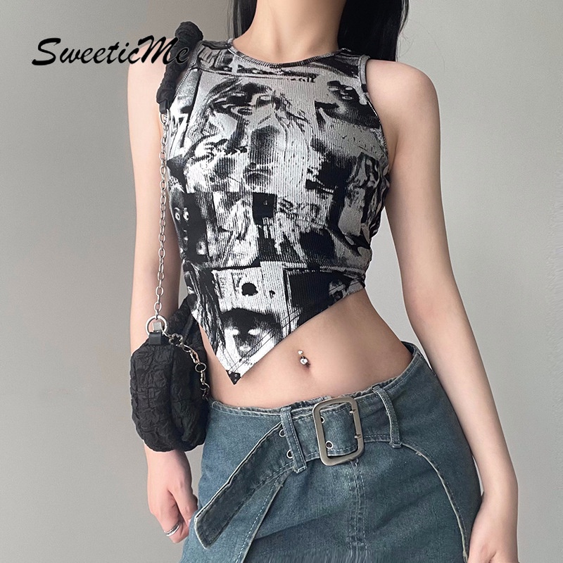 Áo Tank Top Ôm Dáng In Họa Tiết Thời Trang Đường Phố 2023 Cho Nữ
