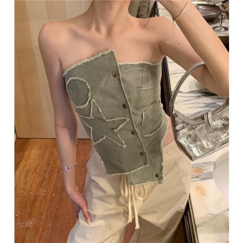 Áo Denim Không Tay Thời Trang Mùa Hè Quyến Rũ Cho Nữ