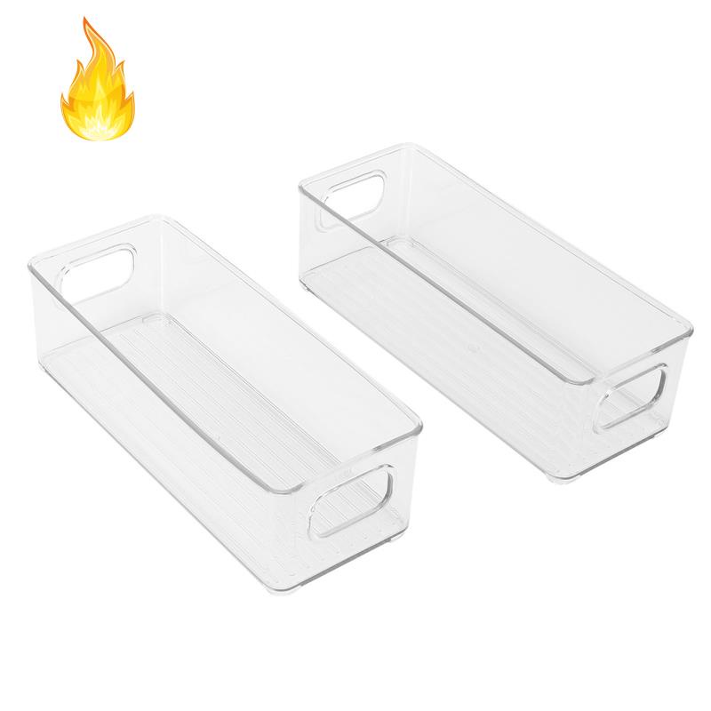 Set 2 Khay Nhựa Trong Suốt Đựng Thực Phẩm Có Tay Cầm Cho Tủ Lạnh Nhà Bếp
