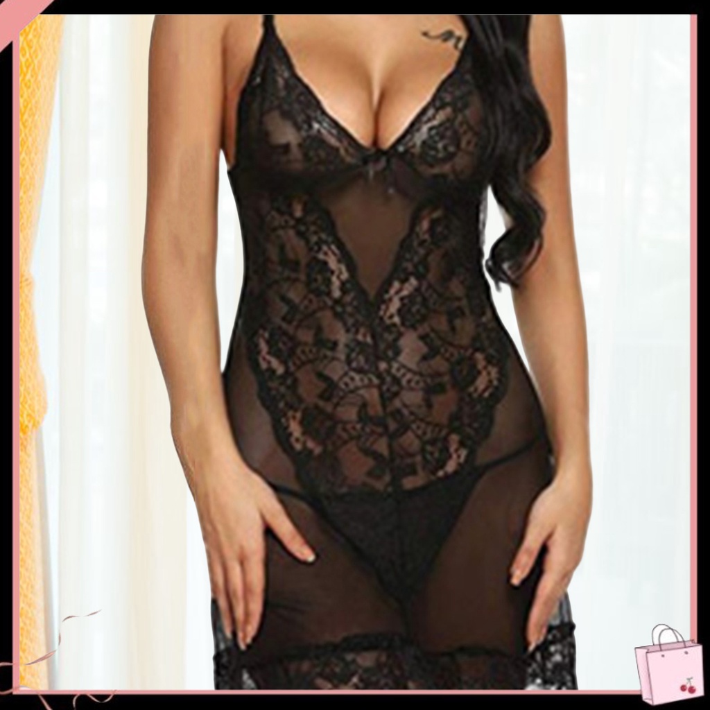 Đầm Ngủ Hai Dây Phối Ren Màu Trơn Mềm Mại Hở Lưng Quyến Rũ Cho Nữ