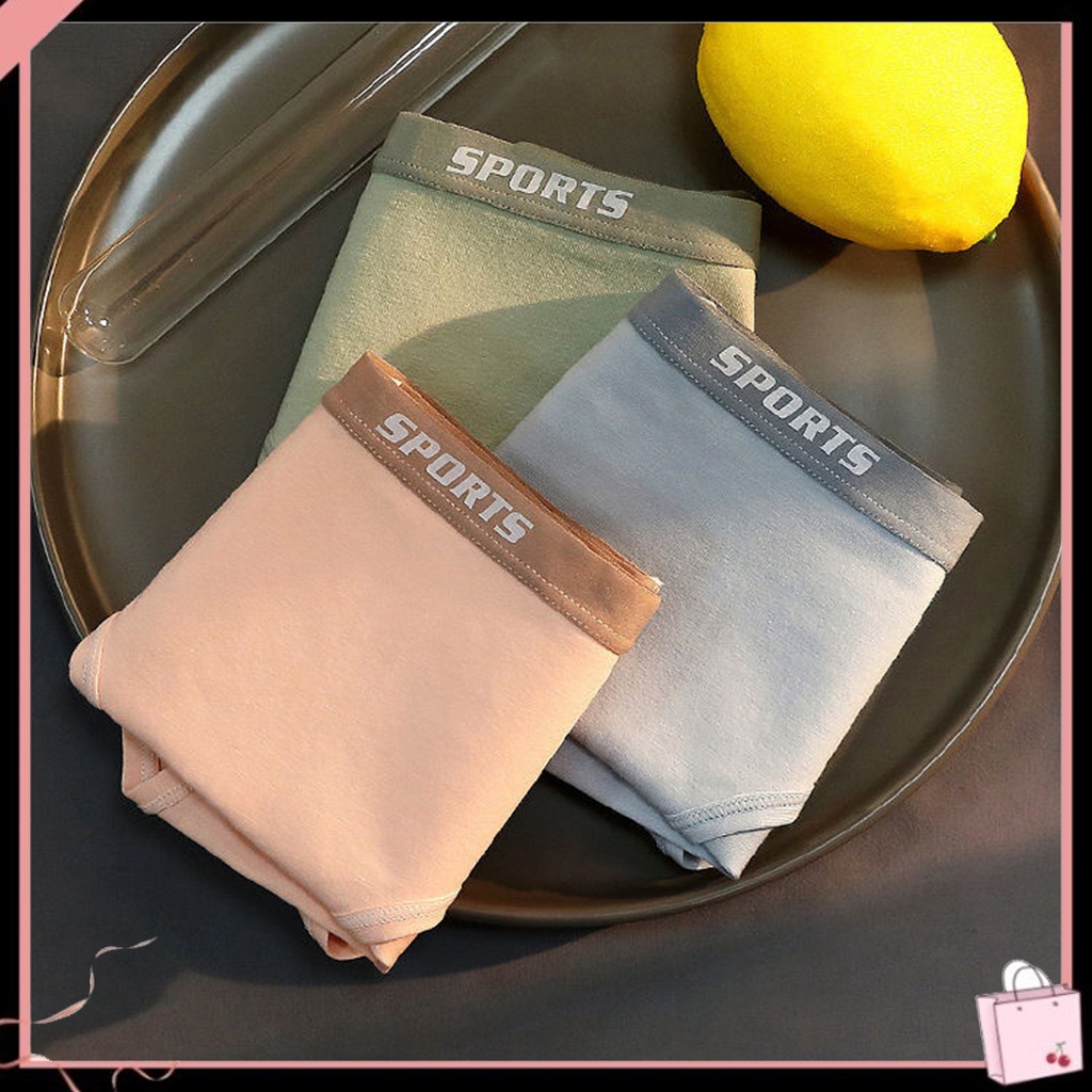 {Soltweter} Quần Lót Cotton Mềm Mại Co Giãn Màu Trơn In Chữ Giữa Eo Không Cần Khoan Lỗ Tập Thể Dục Cho Nữ