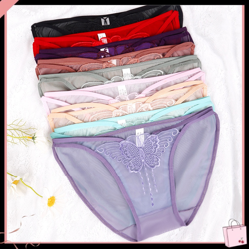 {Soltweter} Quần Lót Trong Suốt Siêu Mỏng Không Đường May Thêu Hình Bướm Quyến Rũ Cho Nữ