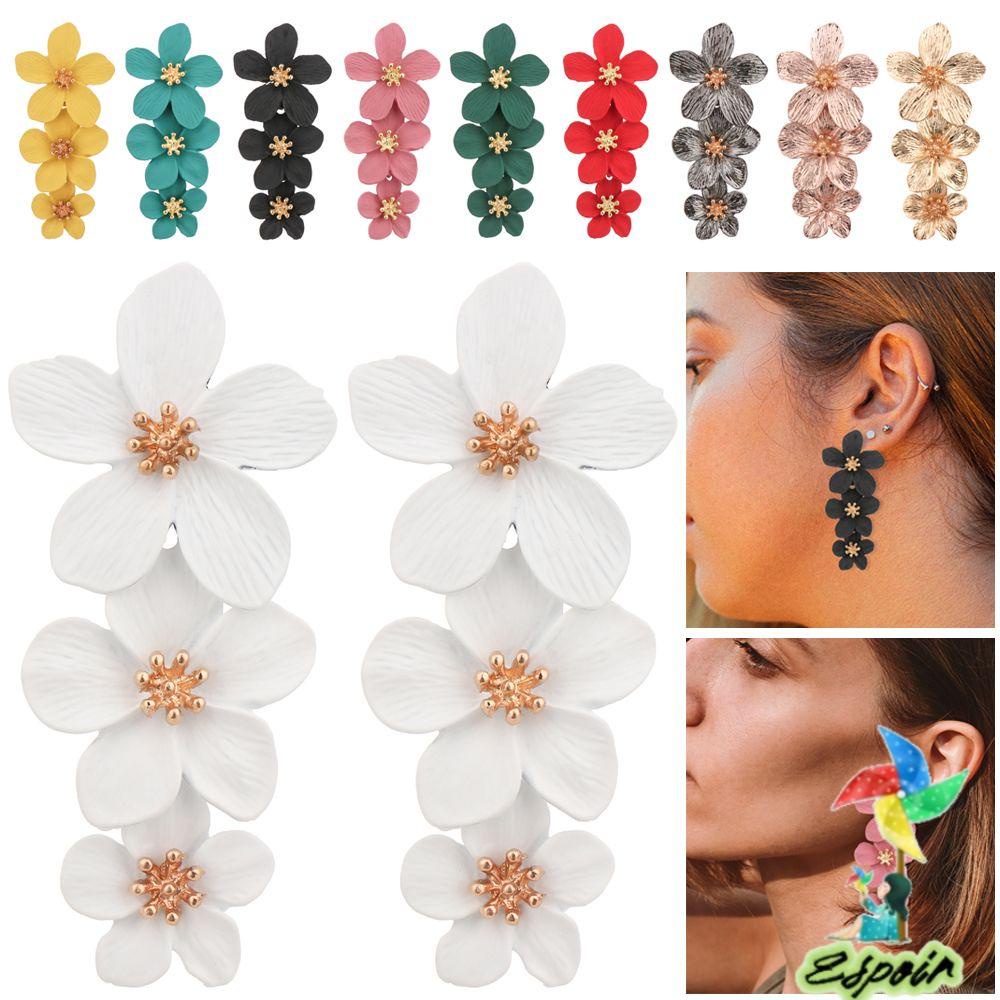 ESPO Khuyên Tai Chuỗi Đính Hoa Bản To