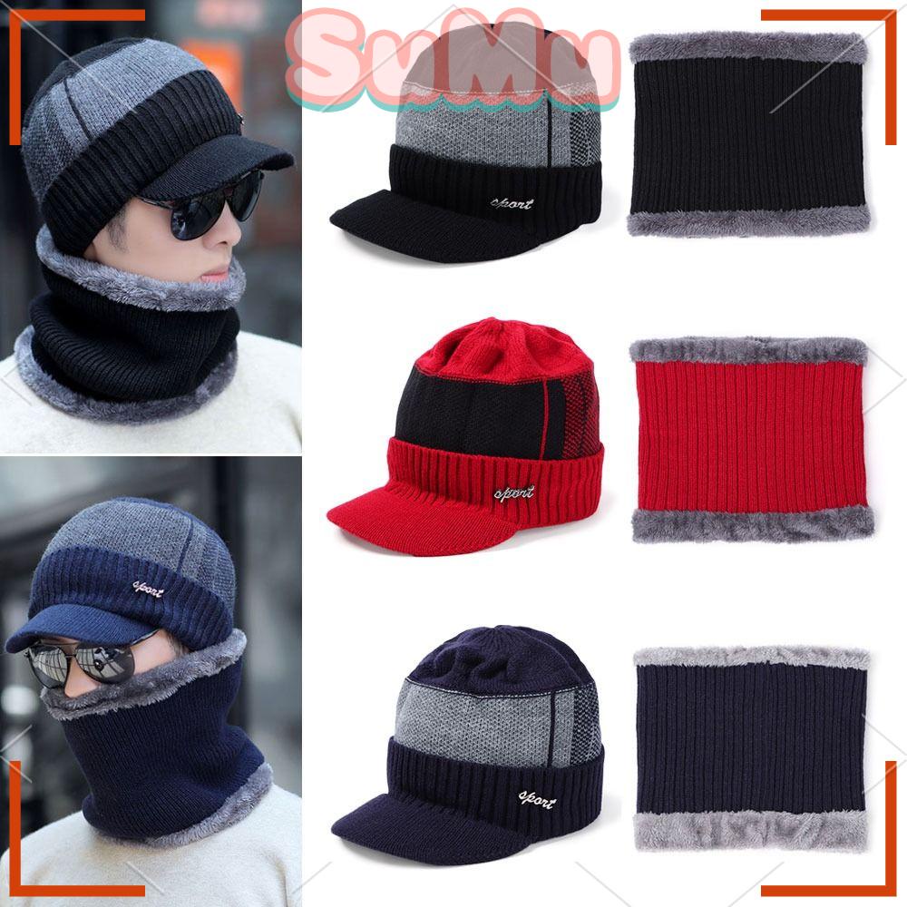 SUMU Mũ Trùm Đầu Dệt Kim Dày Dặn Giữ Ấm Cổ