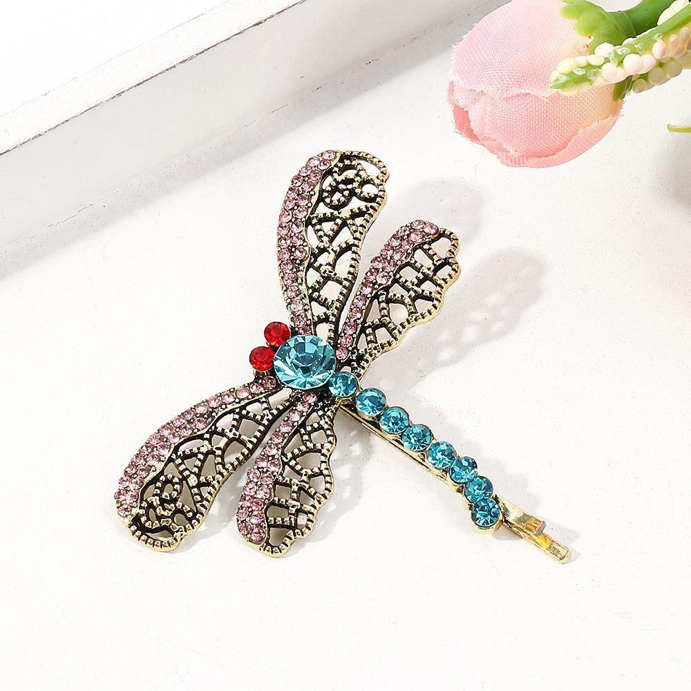 WONDER Kẹp Tóc Hình Chuồn Chuồn Đính Pha Lê Thời Trang 2.17inch