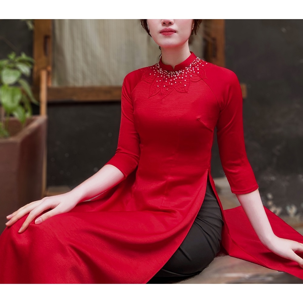 Áo dài truyền thống thêu tay thủ công D7 - Áo Dài Nhà Tấm
