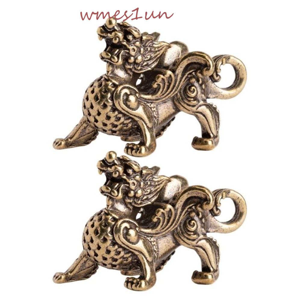 WMES15H Tượng Kylin May Mắn Bằng Đồng Nguyên Chất Thủ Công Để Bàn Trang Trí