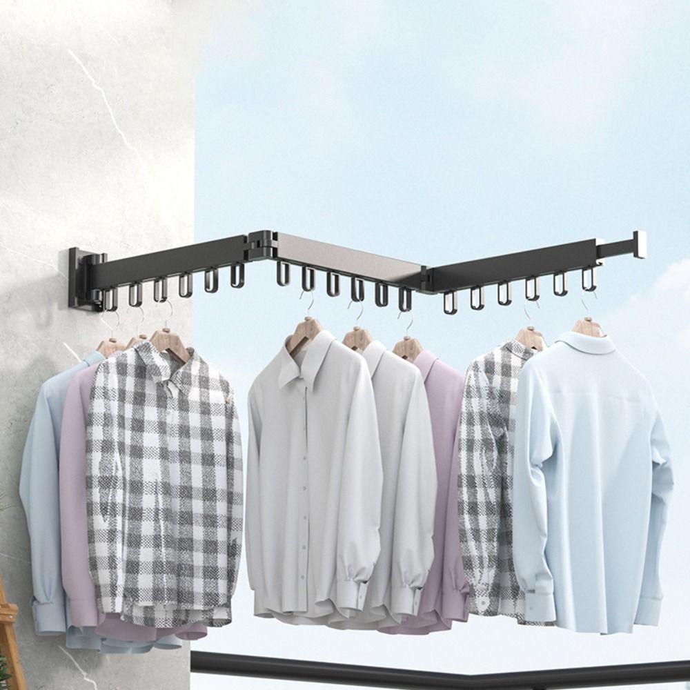 JANE Giá Phơi Quần Áo Gắn Tường Bằng Nhôm Có Thể Xoay Tiết Kiệm Không Gian Tiện Dụng Cho Gia Đình