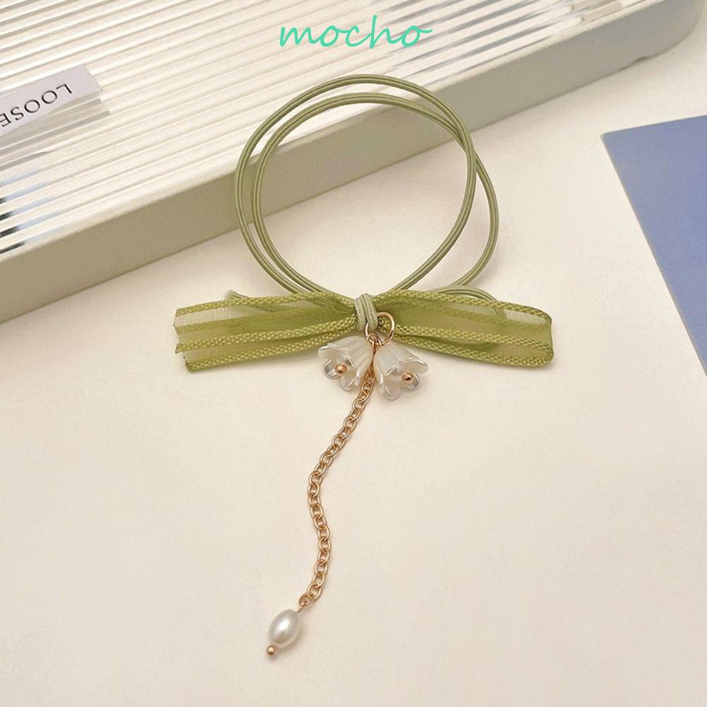 MOCHO Dây Buộc Tóc Đuôi Ngựa Co Giãn Không Trượt Đính Hoa Thời Trang
