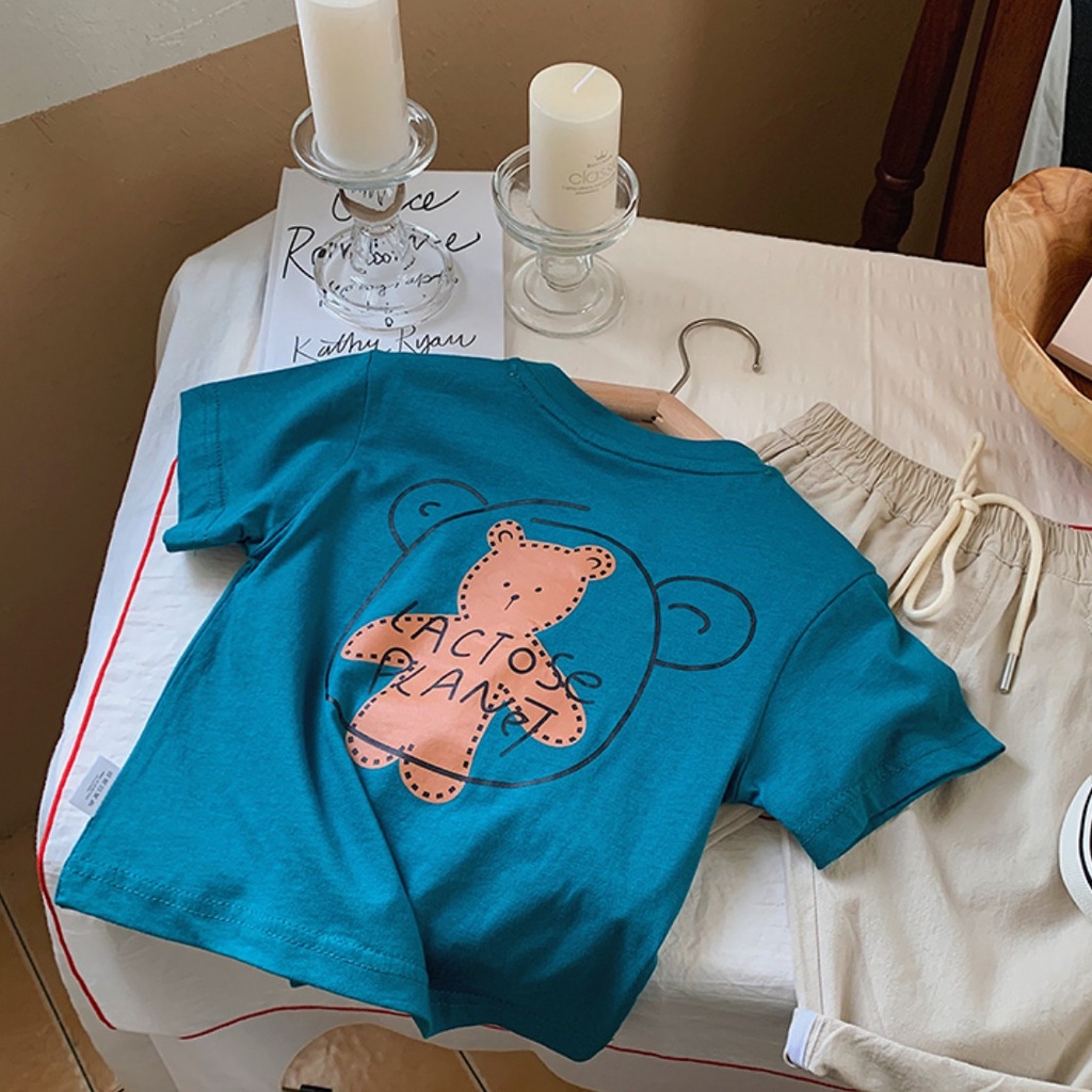 Áo Thun Cotton Mỏng Tay Ngắn Màu Trơn Phong Cách Hàn Quốc Thời Trang Mùa Hè Mới 2023 Dành Cho Bạn Nữ / Bé Trai