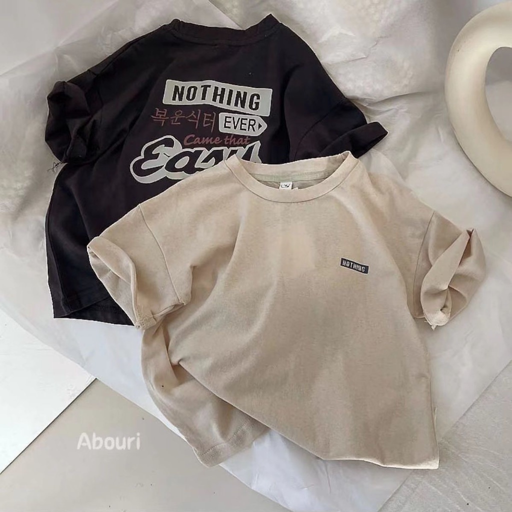 Áo Thun Cotton Mỏng Tay Ngắn Màu Trơn Phong Cách Hàn Quốc Thời Trang Mùa Hè Mới 2023 Dành Cho Bạn Nữ / Bé Trai