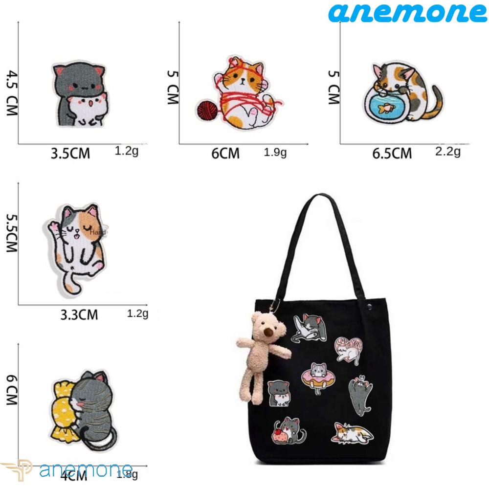 ANEMONE Miếng Dán Ủi Quần Áo Thêu Hình Mèo Dễ Thương