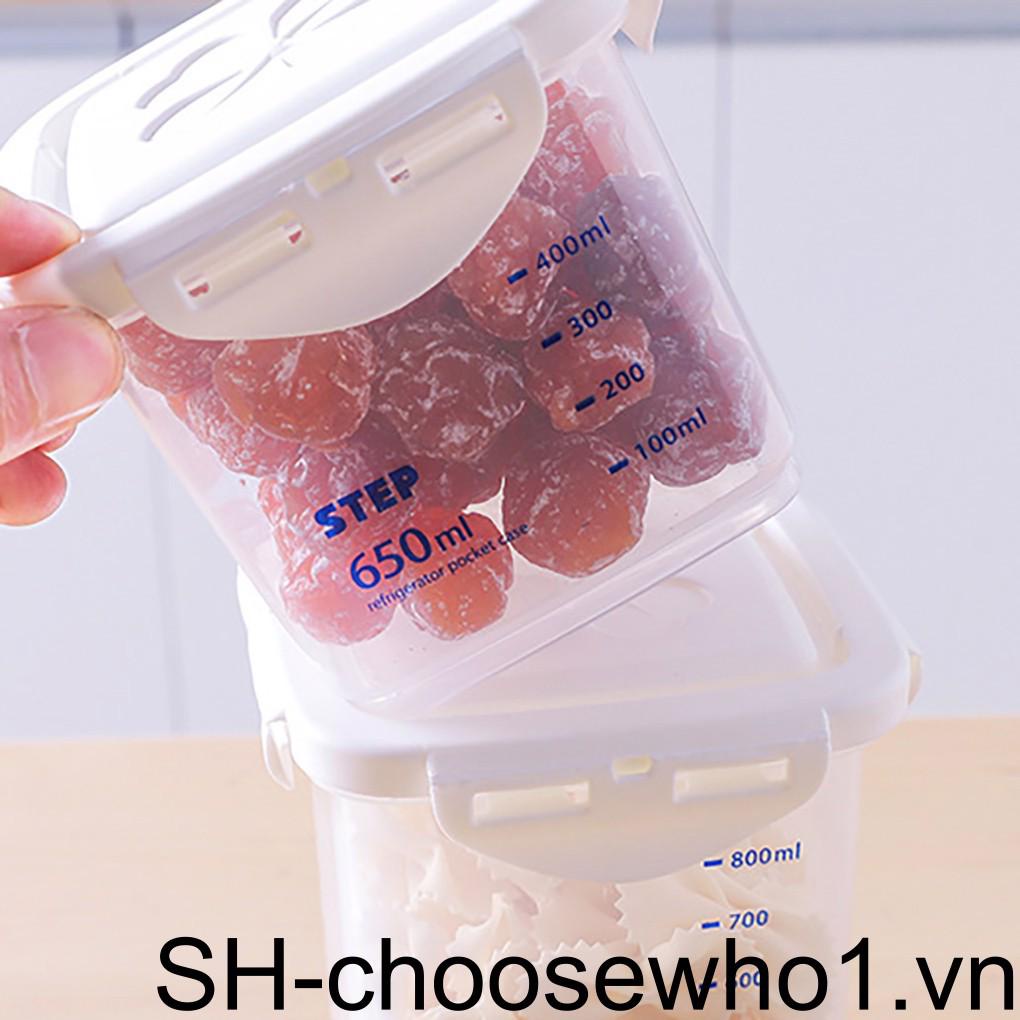 Hộp Nhựa Trong Suốt Đựng Thực Phẩm Khô Kèm Thước Đo