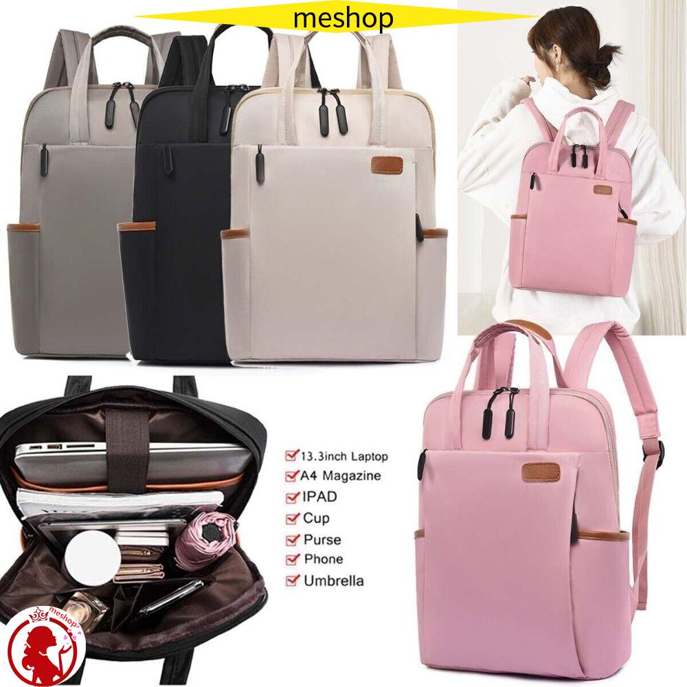 ME Balo Đựng Laptop Chống Thấm Nước Màu Đen / Kaki / Hồng / Be Dung Tích Lớn Bằng Vải Oxford Dành Cho Nữ