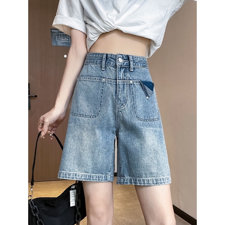 Quần Short Denim Lưng Cao Phong Cách Retro Cho Nữ