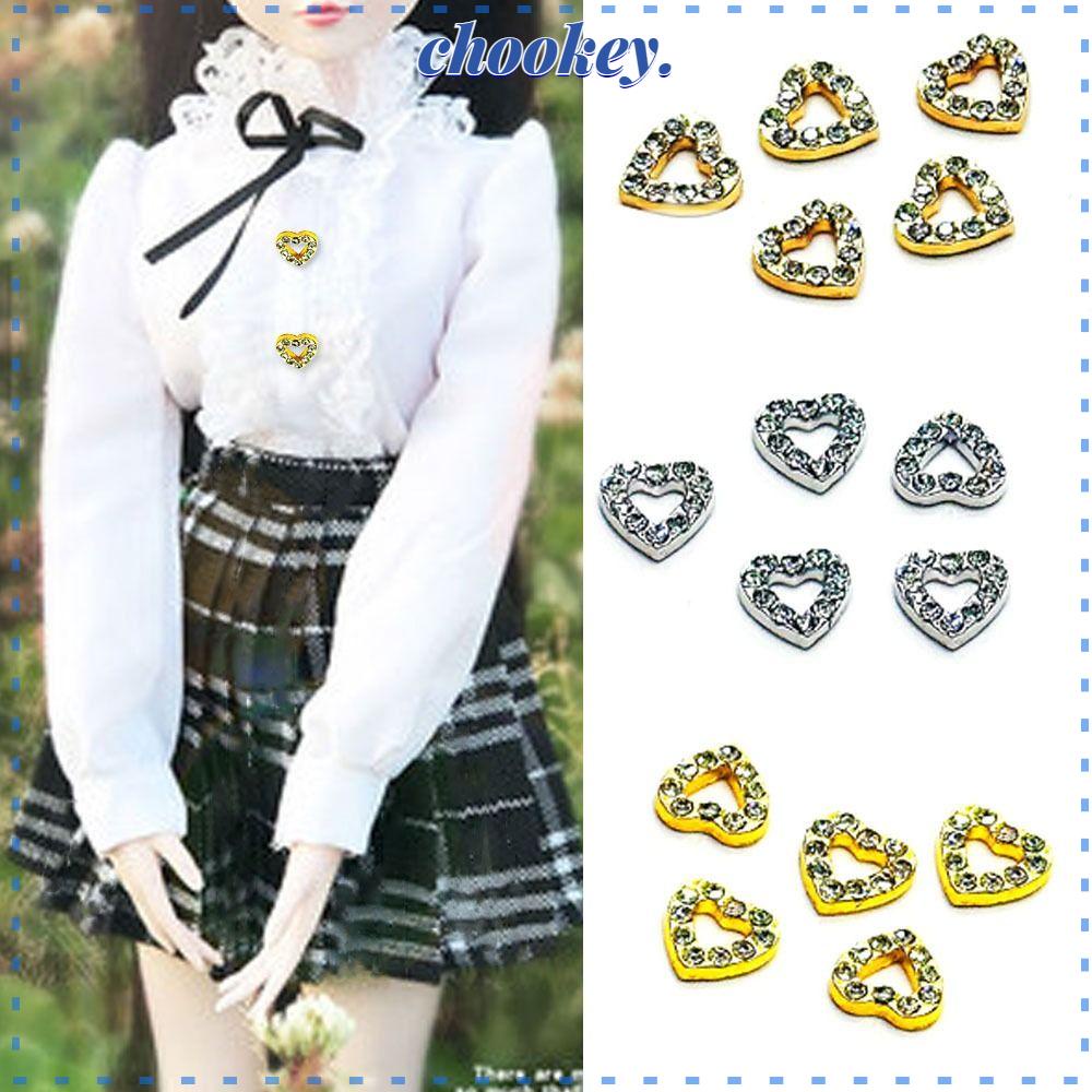 CHOOKEY Set 20 Nút Bấm Mini 7 * 7mm Hình Trái Tim Siêu Đáng Yêu Cho Búp Bê