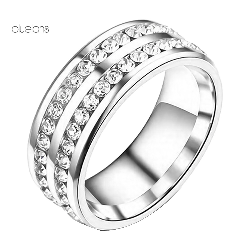 Nhẫn Đính Hôn Hai Hàng Đá Quý Sang Trọng Cho Nữ