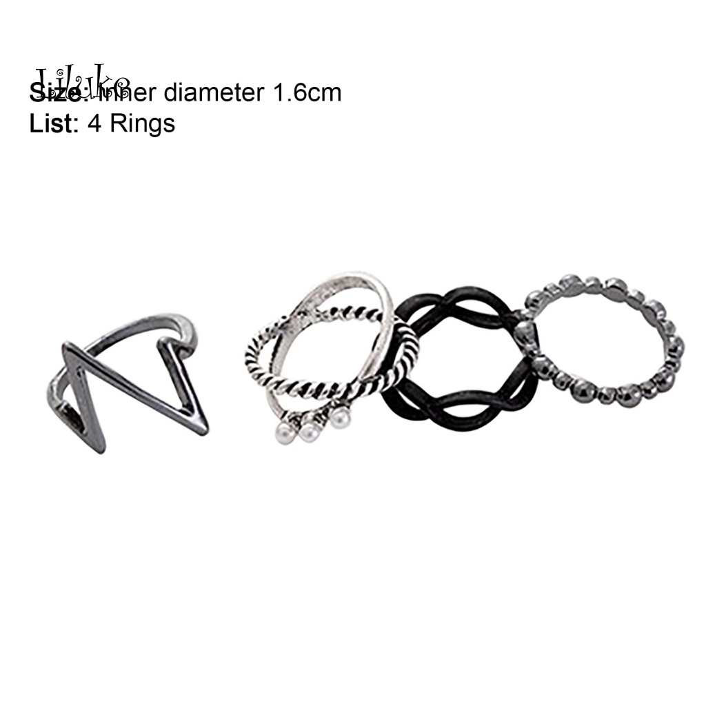 Bộ 4 Nhẫn Đeo Tay 4 Trong 1 Cá Tính Thời Trang