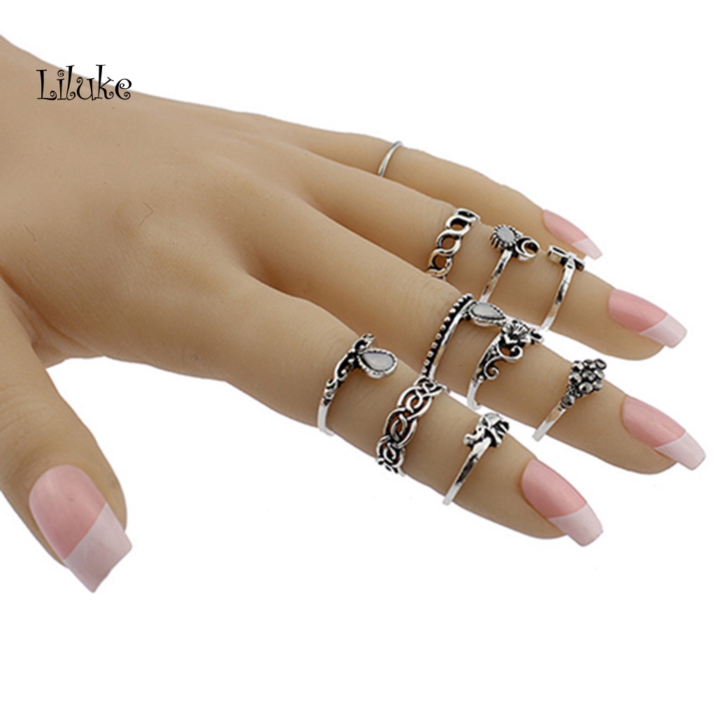 Bộ 10 Nhẫn Nữ Phong Cách Vintage Cá Tính