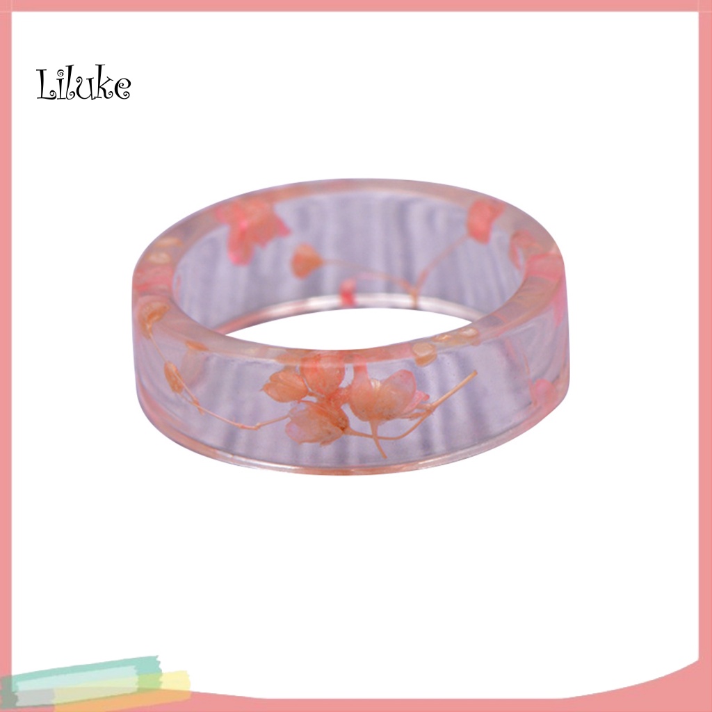 Nhẫn Trang Trí Hoa Khô Trong Suốt Phong Cách Cổ Điển Cho Nữ