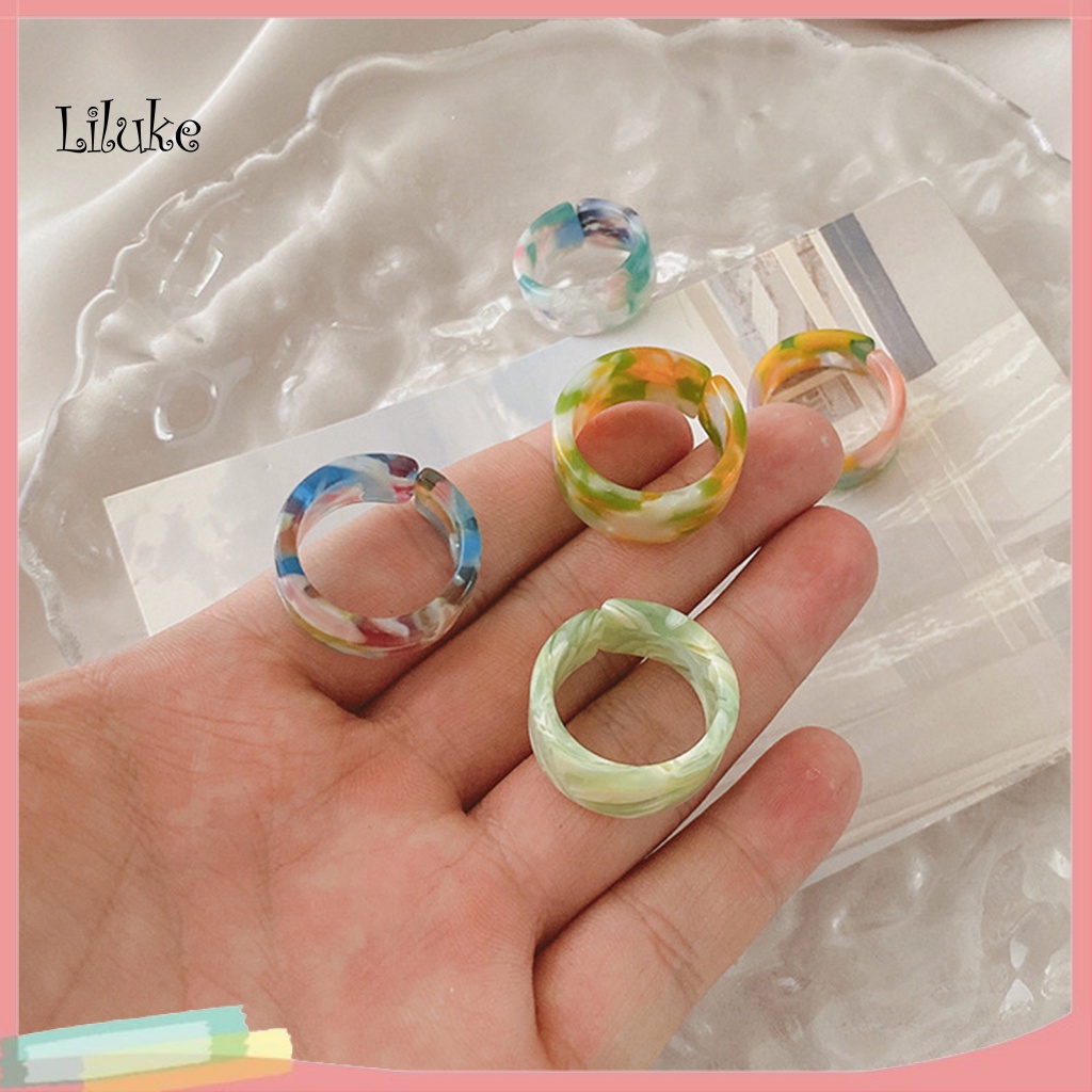 1 Bộ Nhẫn Đôi Chất Liệu Resin Thời Trang Xinh Xắn