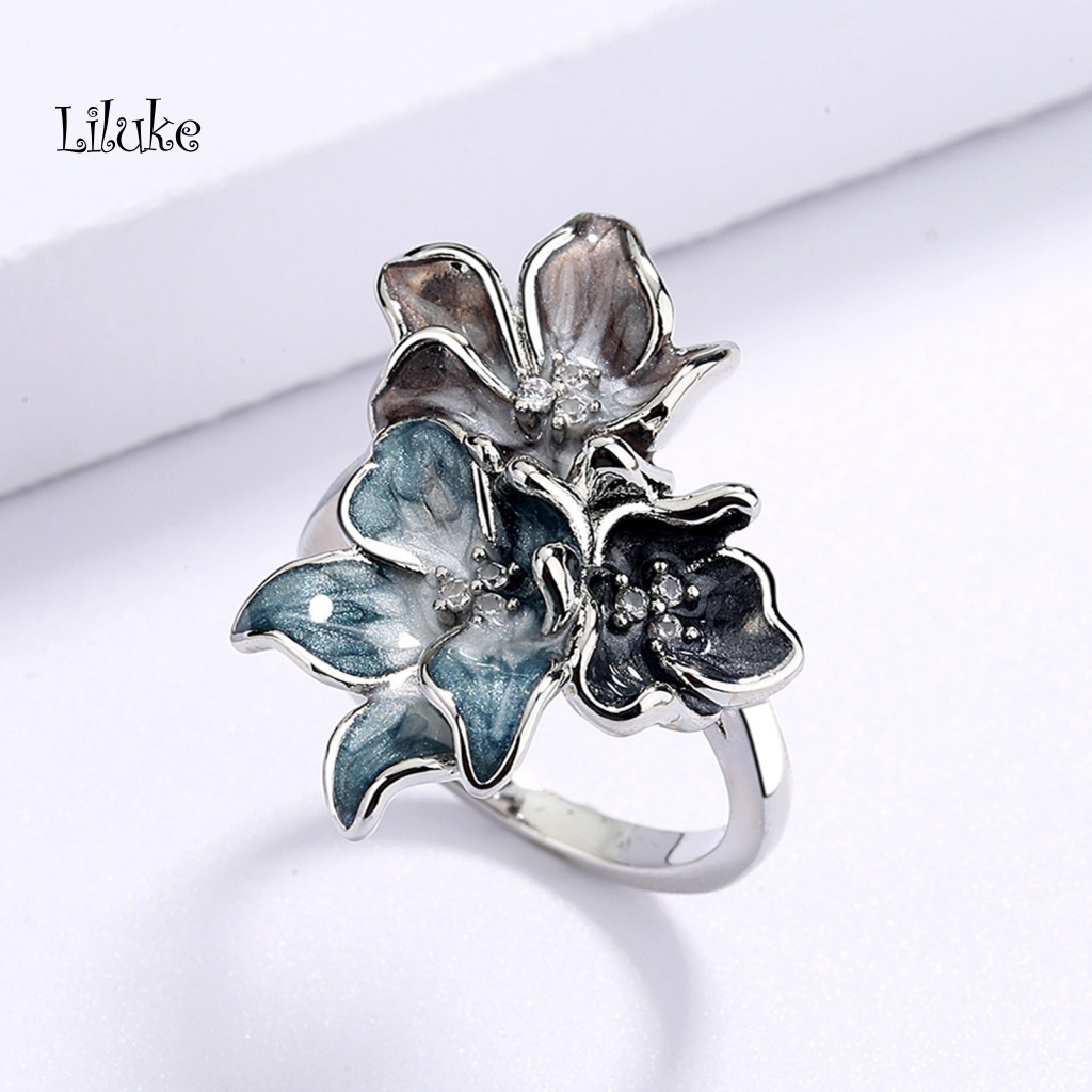 Nhẫn Hợp Kim Trang Trí Hoa Nở Phong Cách Trung Hoa Cổ Điển Cho Nữ