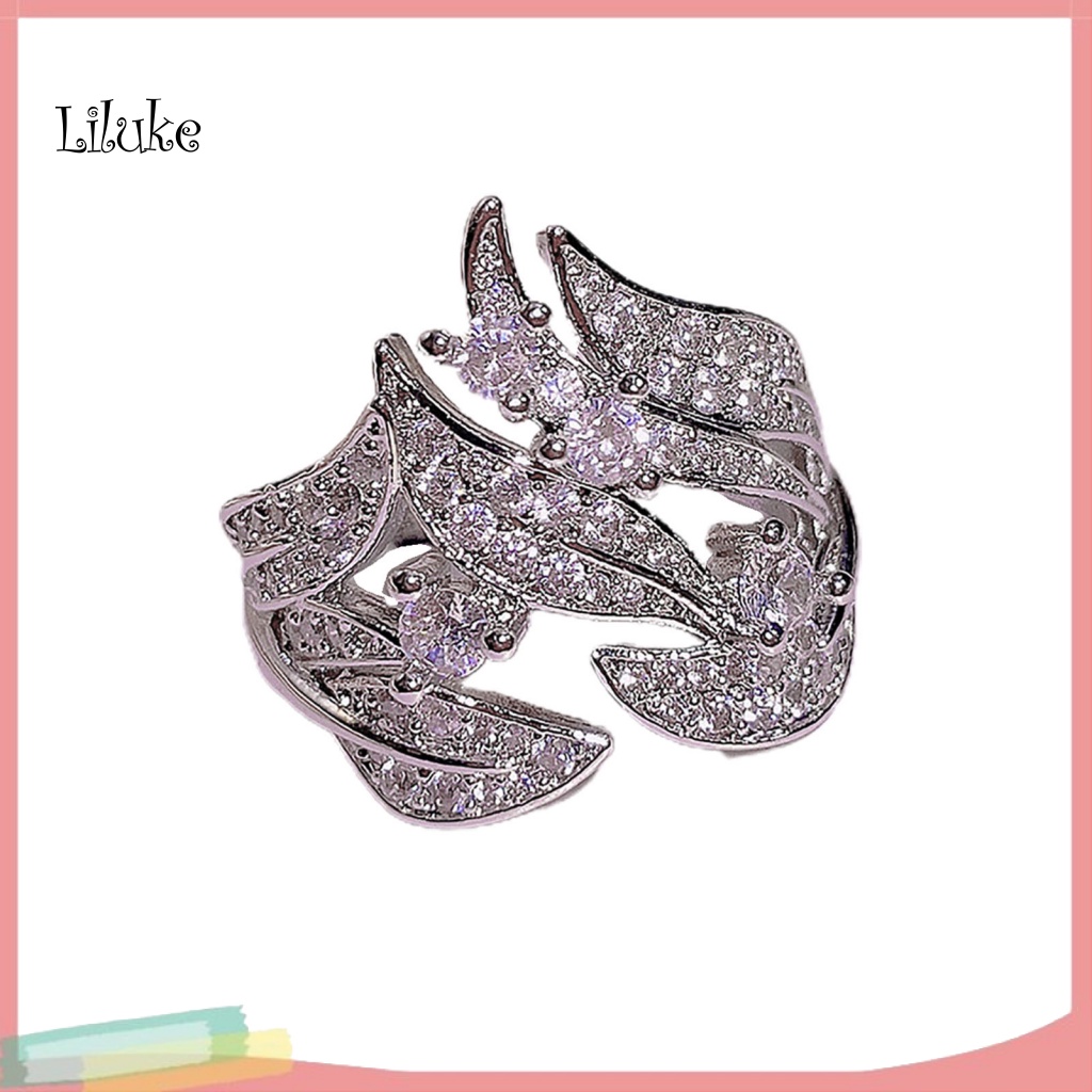 Nhẫn Hợp Kim Trang Trí Hình Chiếc Lá Đính Đá Thời Trang Cho Nữ