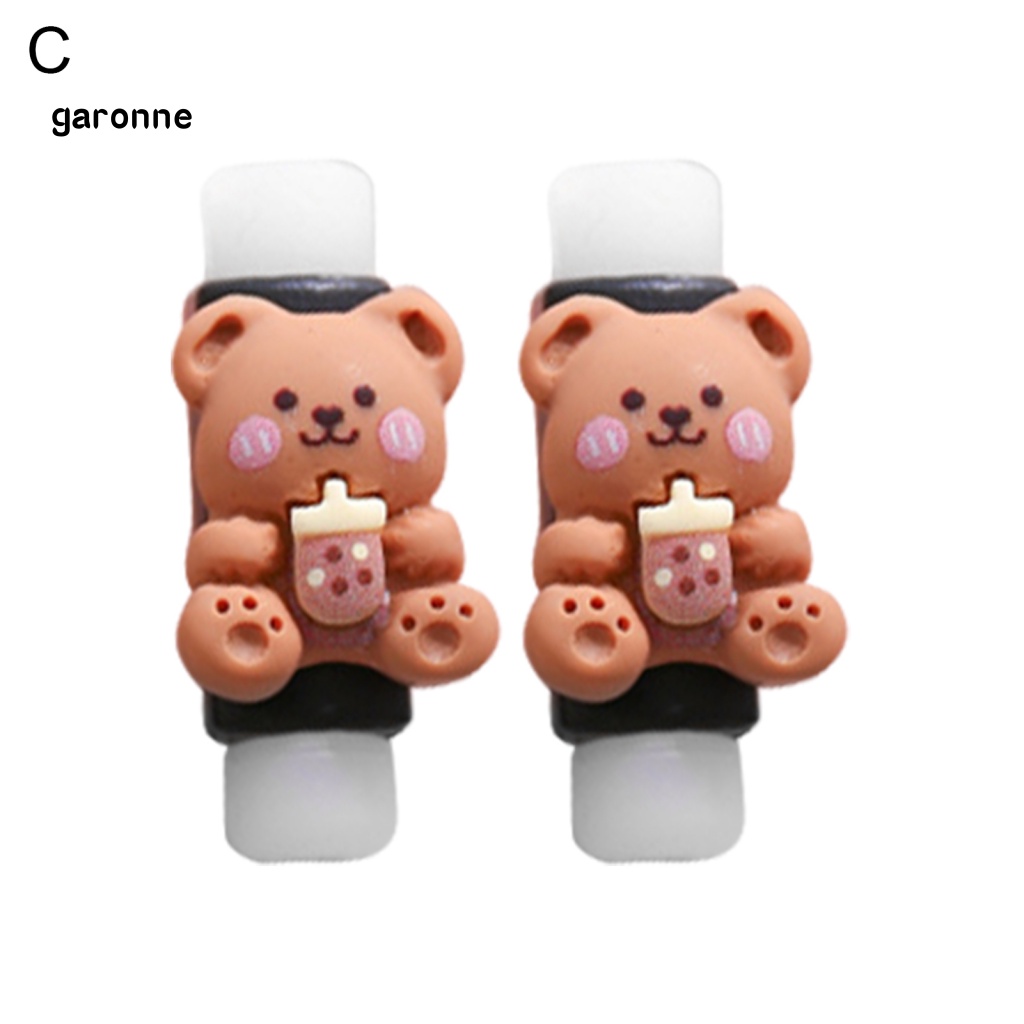 1 Cặp Phụ Kiện Bảo Vệ Dây Cáp Sạc Bằng Silicon Chống Đứt Hình Hoạt Hình Dễ Thương Cho iPhone