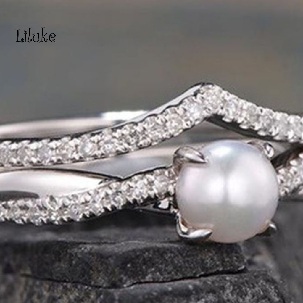 Bộ 2 Nhẫn Nữ Trang Đính Ngọc Trai Xinh Xắn