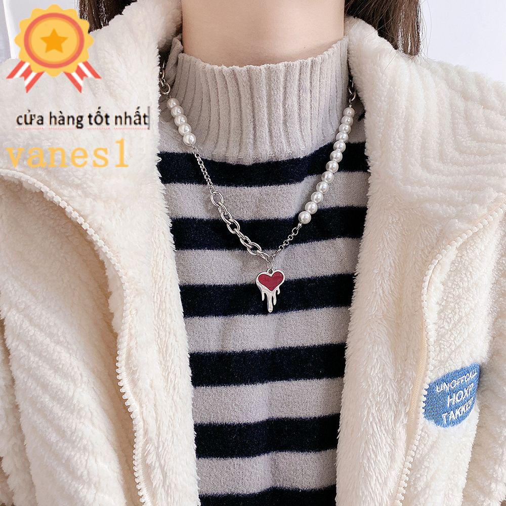 VANES1 Vòng Cổ Choker Hình Trái Tim Phong Cách Hip Hop Hàn Quốc Thời Trang Cho Nữ