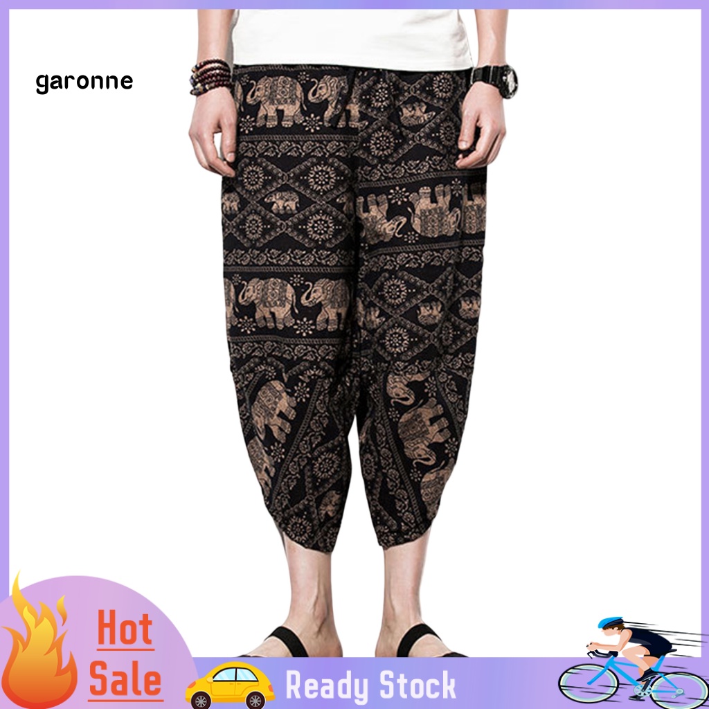 Quần Harem Lưng Thun Rút Dây In Họa Tiết Dân Tộc Cổ Điển