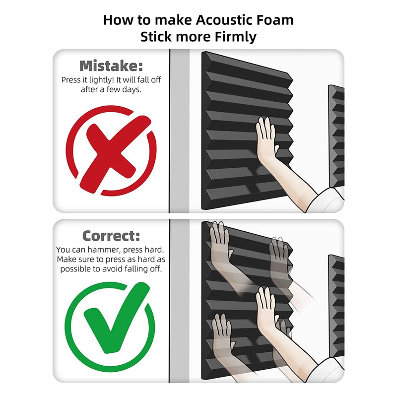 12pcs self-adhesive acoustic panels, 1x12x12inch sound proof foam panels, cho phòng thu âm nhạc, phòng trò chơi, phòng ngủ