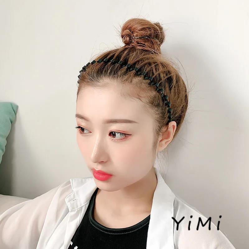 Băng đô lượn sóng màu đen co giãn phong cách thể thao tiện lợi cho nam và nữ