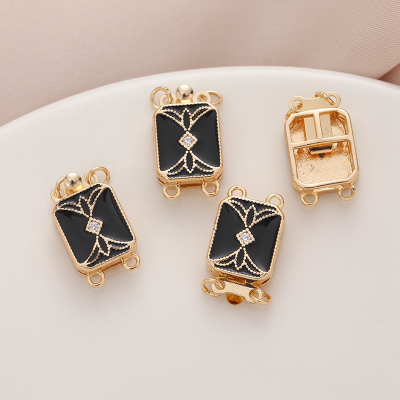 Chốt Khóa Mạ Vàng 14K Đính Đá Zircon Nhiều Màu Sắc Dùng Làm Vòng Tay / Dây Chuyền diy