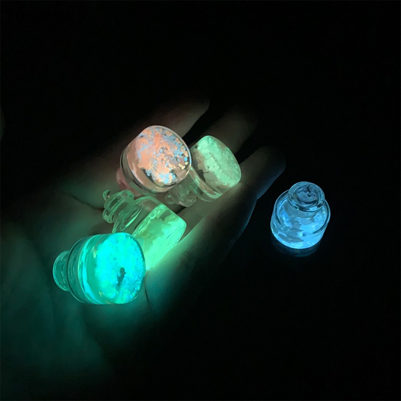 Set 2 Lọ Điều Ước Mini Bằng Kính Phát Sáng Hình Tròn Trang Trí Móc Khóa / Lọ Điều Ước