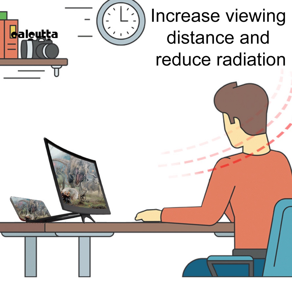 Kính Lúp Phóng Đại Màn Hình Cong 12 Inch 3D Gấp Gọn Tiện Dụng Cho Điện Thoại Di Động