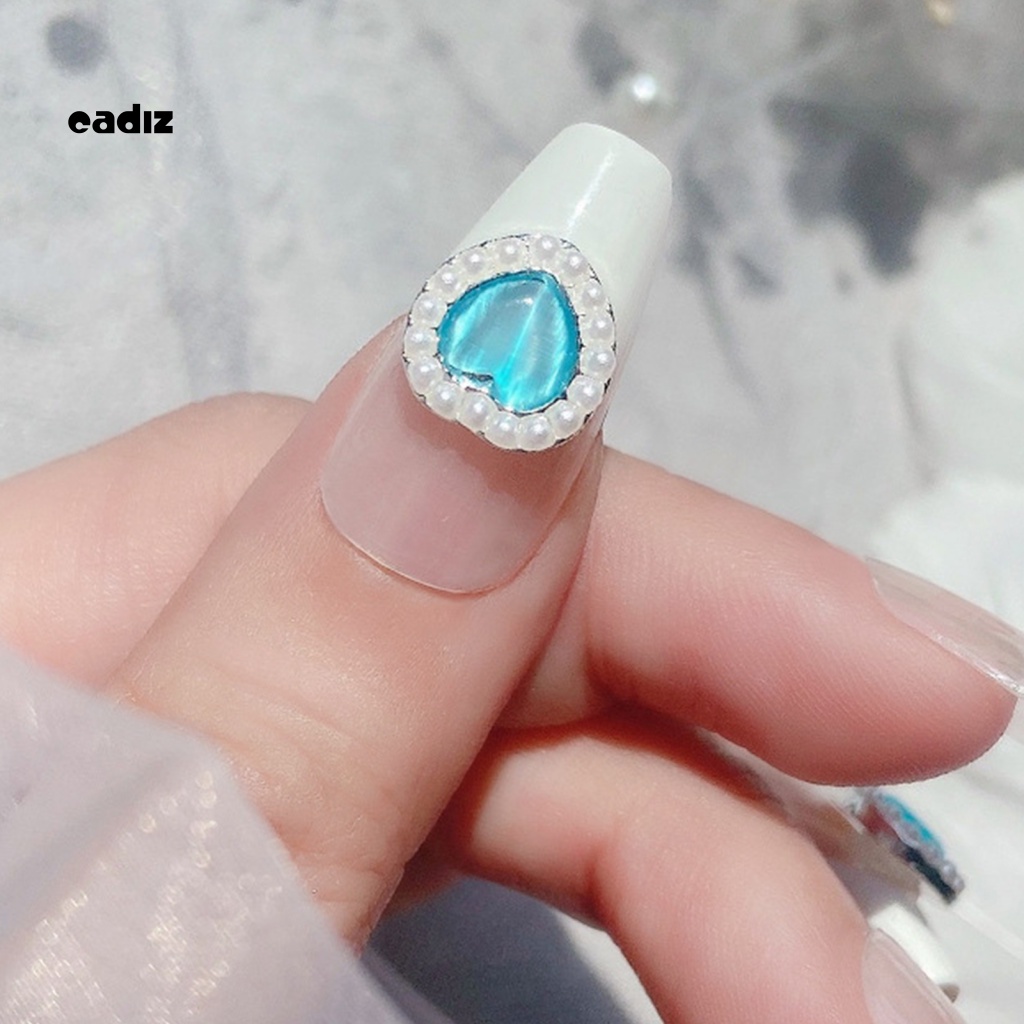 Set 3 Phụ Kiện Trang Trí Móng Nghệ Thuật Gồm Ngọc Trai / Đá / Kim Cương Giả / Ngọc Trai / Trái Tim Nhiều Màu