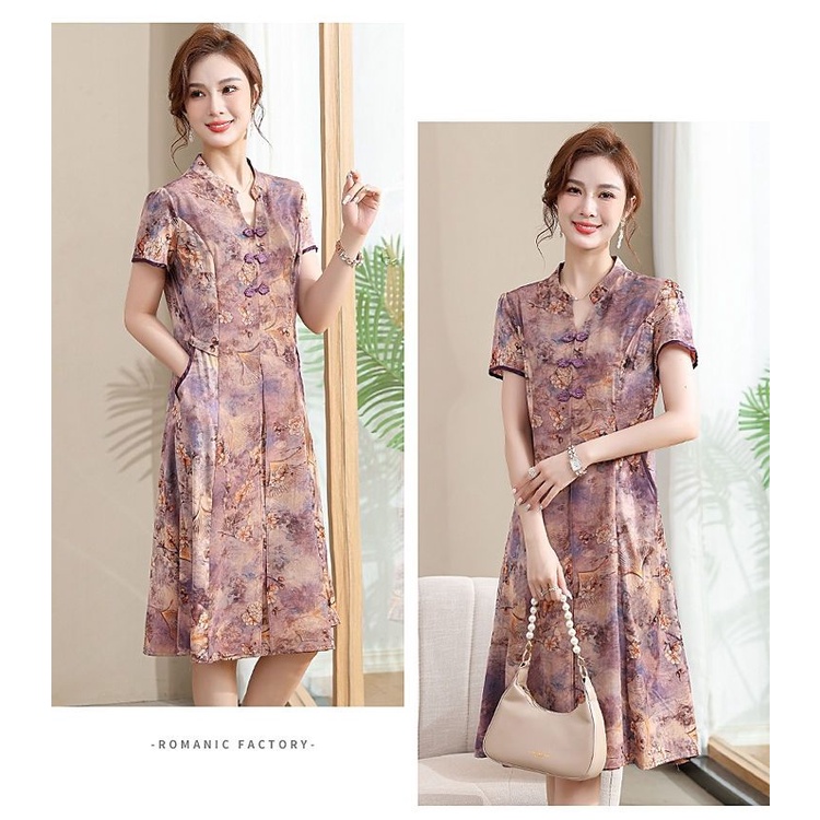 Đầm Chữ a Dáng Rộng Thời Trang Mùa Hè Cho Phụ Nữ Trung Niên