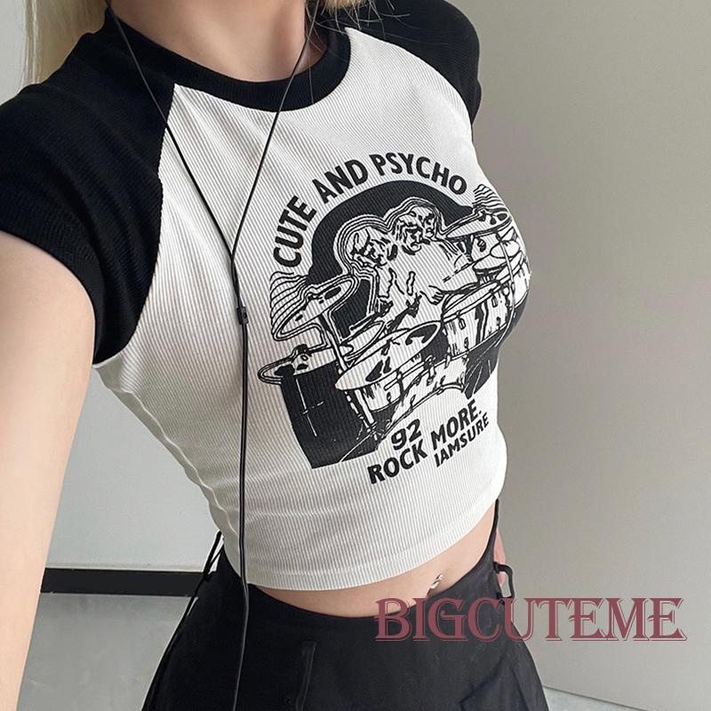 Áo Thun Crop Top Tay Ngắn In Chữ Thời Trang Mùa Hè Cho Nữ