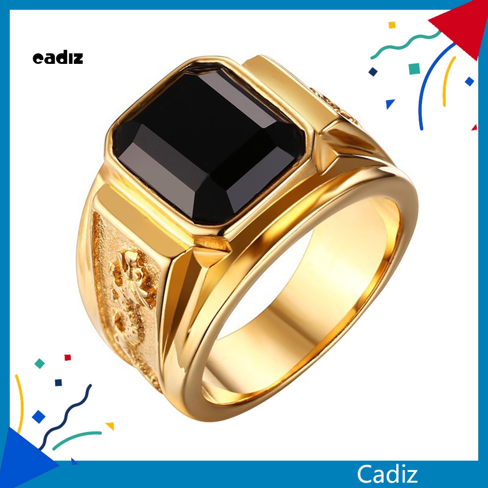 Nhẫn Đồng Mặt Vuông Chạm Khắc Hình Rồng Phong Cách Cổ Điển Cho Nam