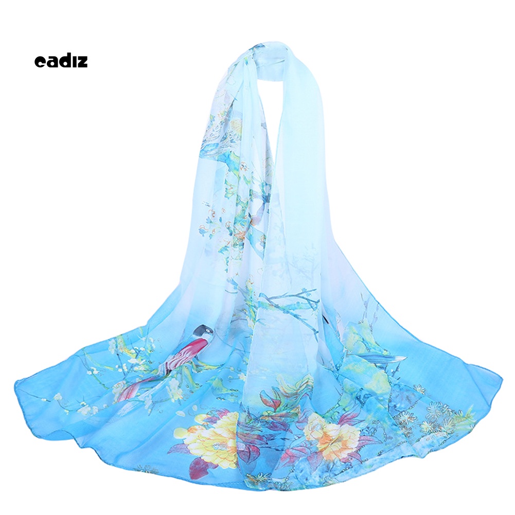 Khăn Choàng Cổ Chiffon Mỏng Mềm In Họa Tiết Hoa Thời Trang Cho Nữ