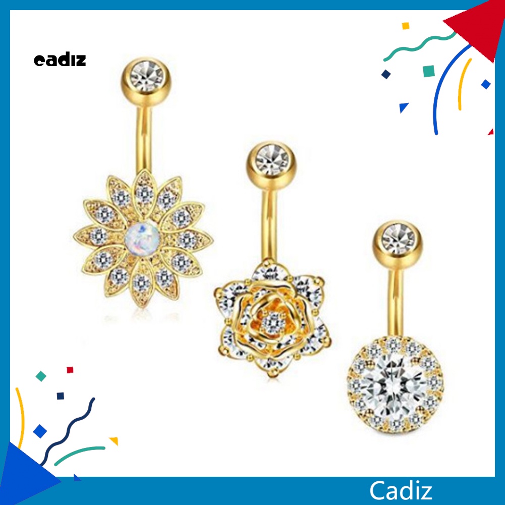 Bộ 3 Khuyên Rốn Hình Hoa Đính Đá Thời Trang Cho Nữ