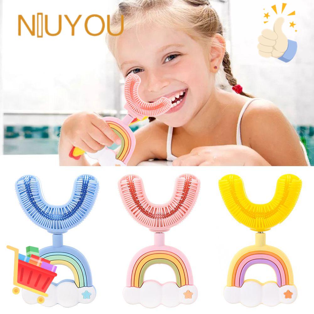NIUYOU Bàn Chải Đánh Răng Mềm Mại Hình Chữ U Màu Cầu Vồng Cho Bé